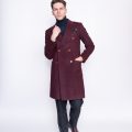 Bordo spalvos vyriškas languotas paltas