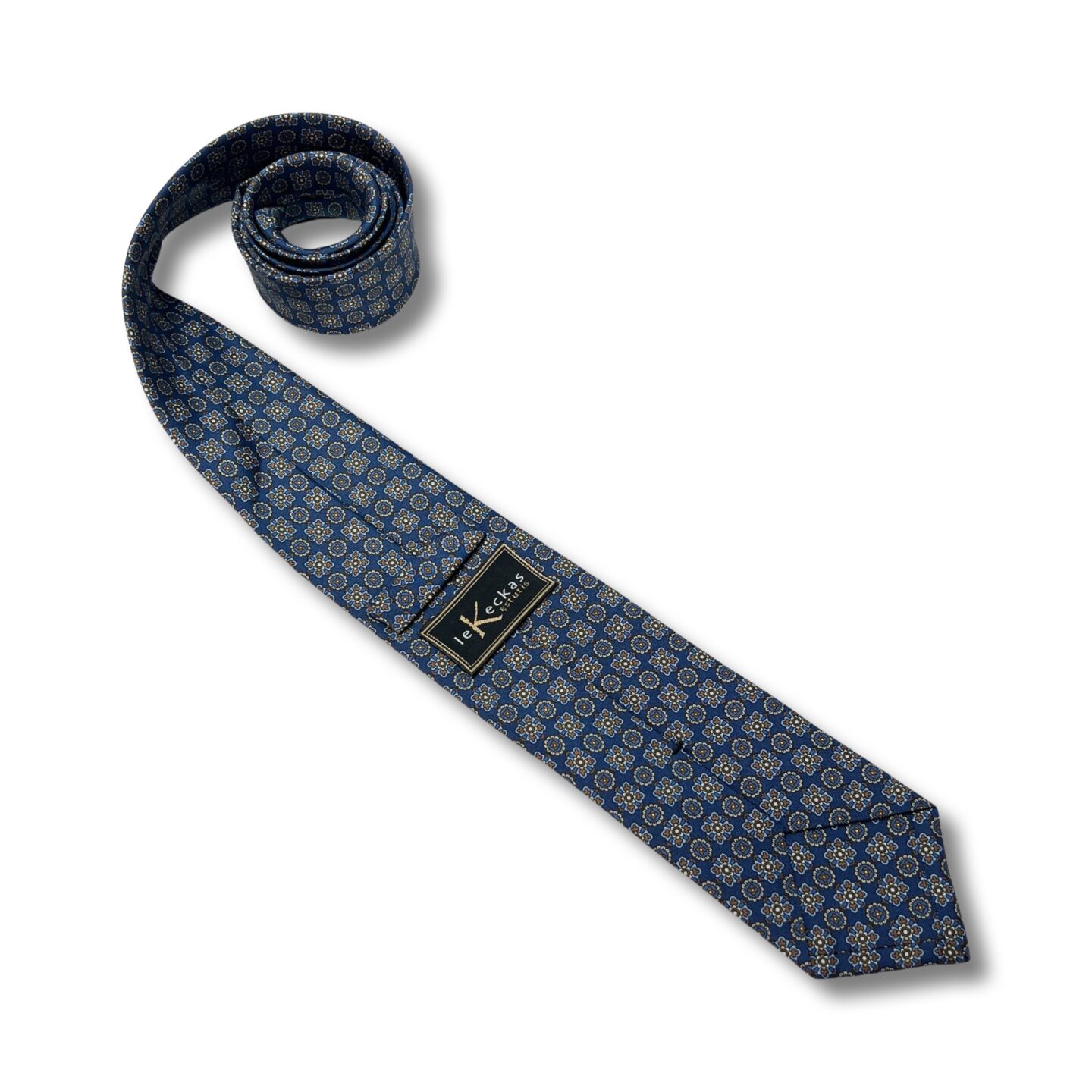 Vyriškas tamsiai mėlynas kaklaraištis su raštu