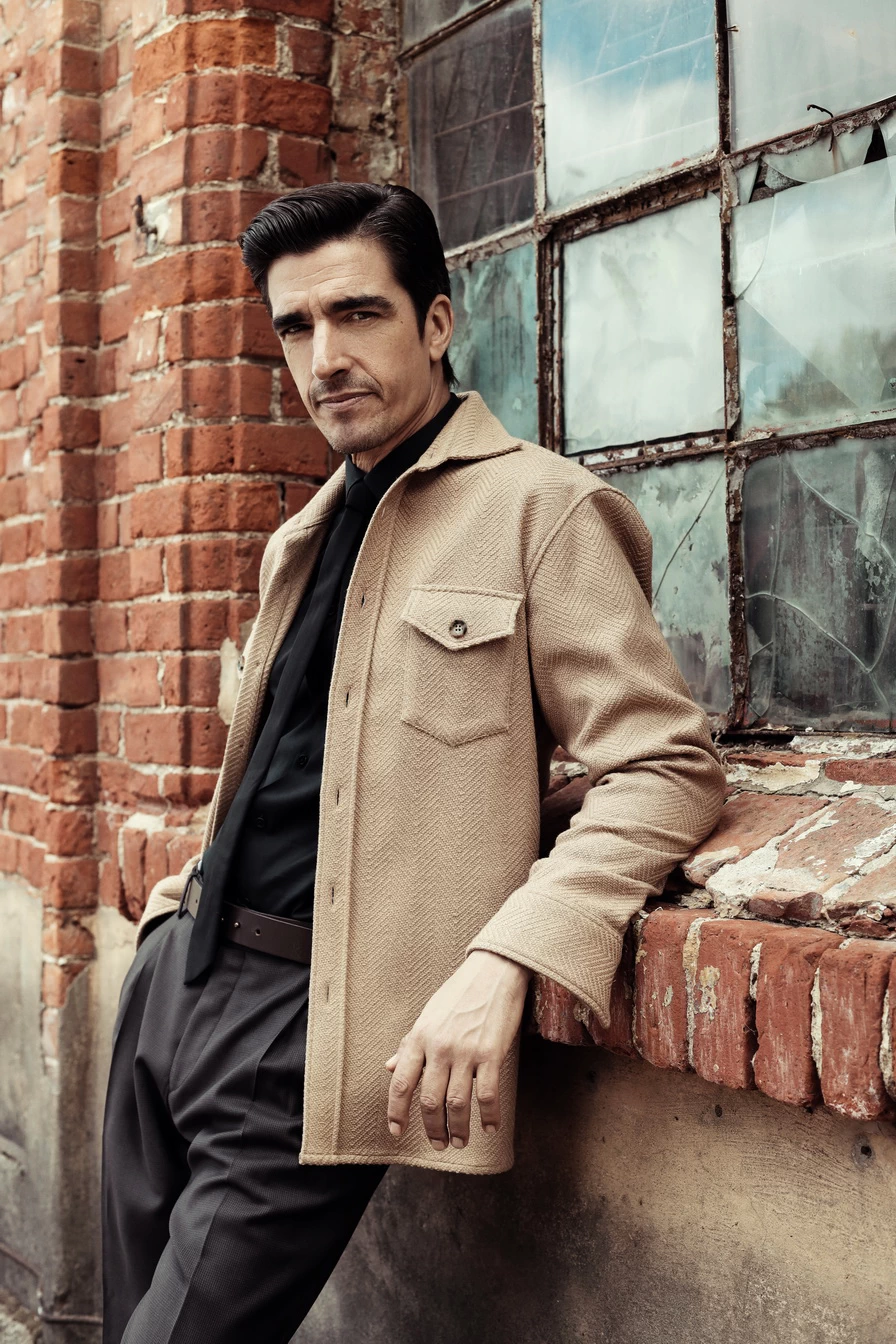 Vyriškas overshirt švarkas, Vyriškas rudas marškinių tipo švarkas, rudi marškiniai, overshirt marškiniai