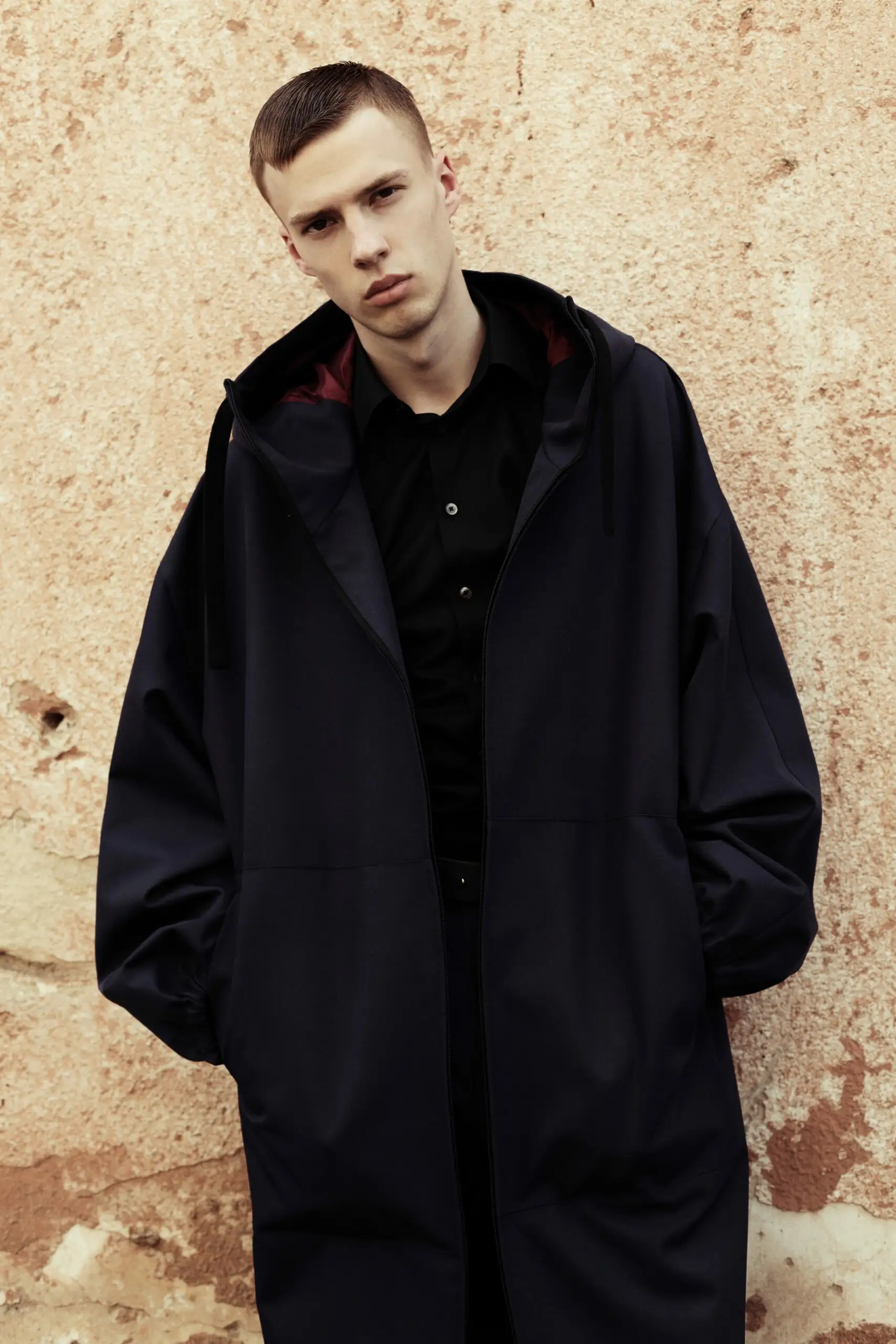Juodas oversize lietpaltis, unisex lietpaltis, vandeniui atsparus lietpaltis, juodas lietpaltis
