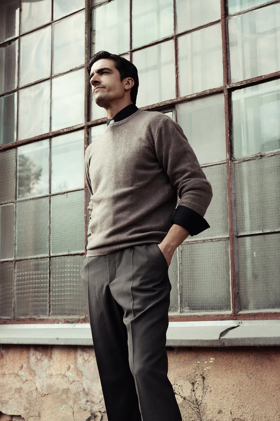 Rudas vyriškas kašmyrinis megztinis, kašmyrinis megztinis, vyriškas megztinis, 100% kašmyras