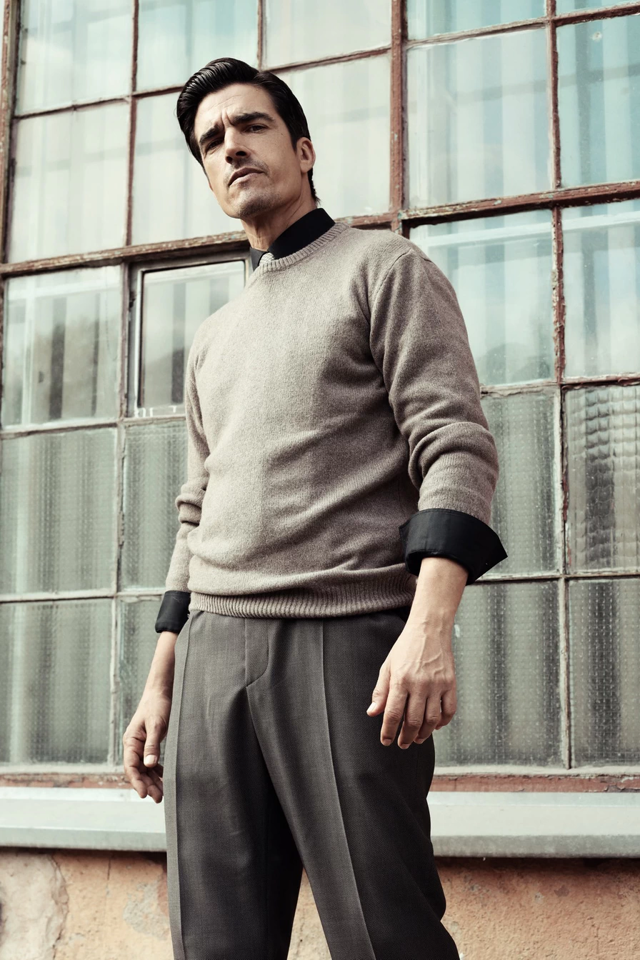 Rudas vyriškas kašmyrinis megztinis, kašmyrinis megztinis, vyriškas megztinis, 100% kašmyras