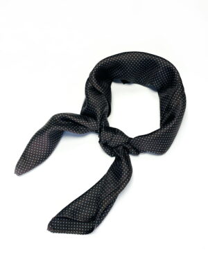 Natūralaus šilko ruda kaklaskarė su mėlynais taškeliais